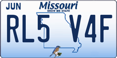 MO license plate RL5V4F