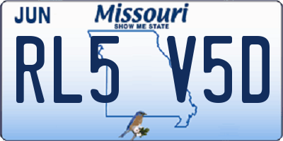 MO license plate RL5V5D