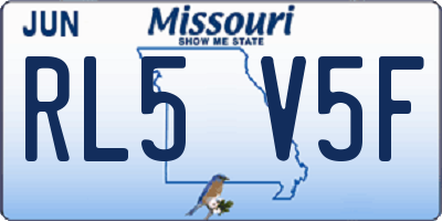 MO license plate RL5V5F