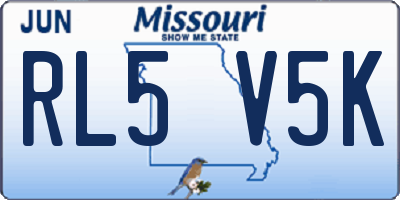 MO license plate RL5V5K