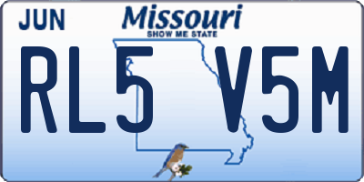 MO license plate RL5V5M