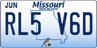 MO license plate RL5V6D