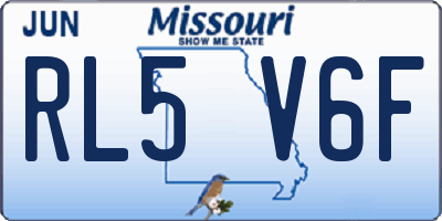 MO license plate RL5V6F