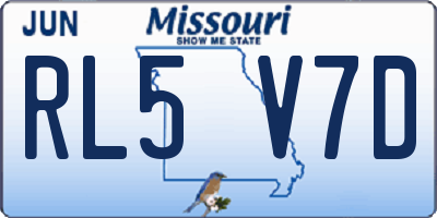 MO license plate RL5V7D