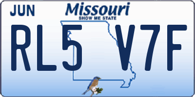 MO license plate RL5V7F