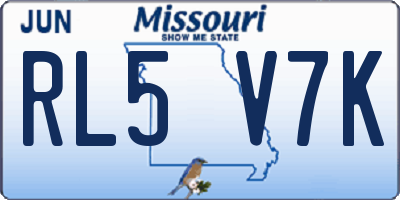 MO license plate RL5V7K
