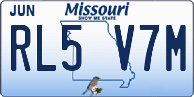 MO license plate RL5V7M