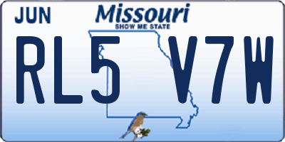 MO license plate RL5V7W