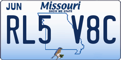 MO license plate RL5V8C