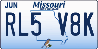 MO license plate RL5V8K