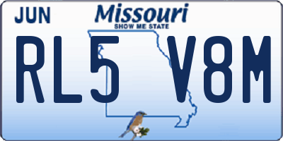 MO license plate RL5V8M