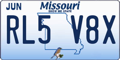 MO license plate RL5V8X