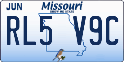 MO license plate RL5V9C