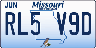MO license plate RL5V9D