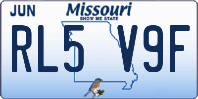 MO license plate RL5V9F