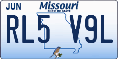 MO license plate RL5V9L