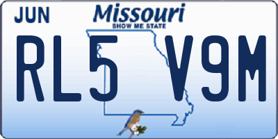 MO license plate RL5V9M