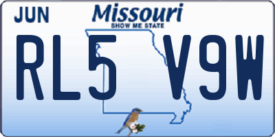 MO license plate RL5V9W