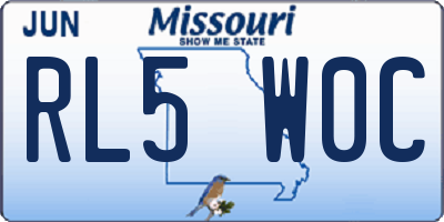 MO license plate RL5W0C