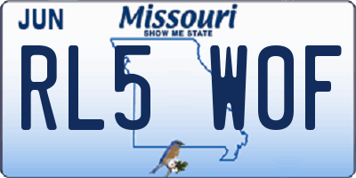 MO license plate RL5W0F