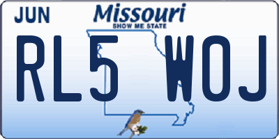 MO license plate RL5W0J