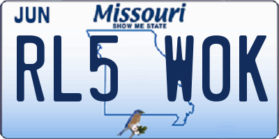 MO license plate RL5W0K