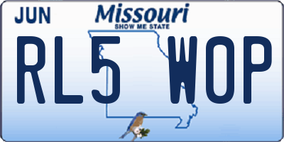 MO license plate RL5W0P