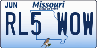 MO license plate RL5W0W