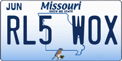 MO license plate RL5W0X