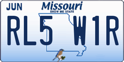 MO license plate RL5W1R