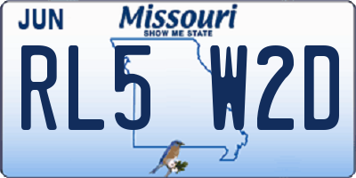 MO license plate RL5W2D