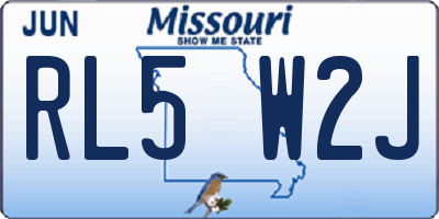 MO license plate RL5W2J