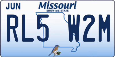MO license plate RL5W2M