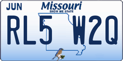 MO license plate RL5W2Q