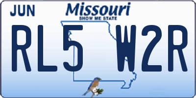 MO license plate RL5W2R