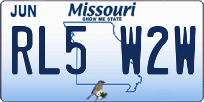 MO license plate RL5W2W