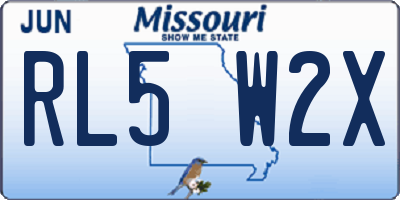 MO license plate RL5W2X