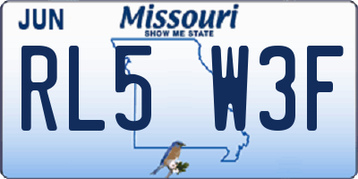 MO license plate RL5W3F