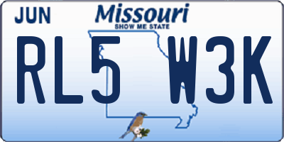 MO license plate RL5W3K