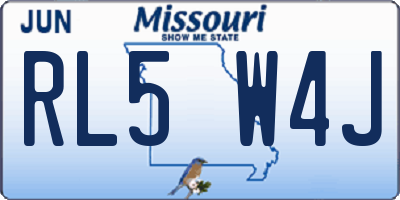 MO license plate RL5W4J