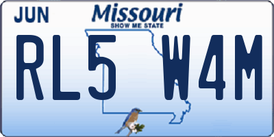 MO license plate RL5W4M