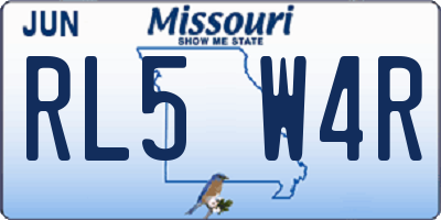 MO license plate RL5W4R