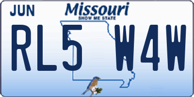 MO license plate RL5W4W