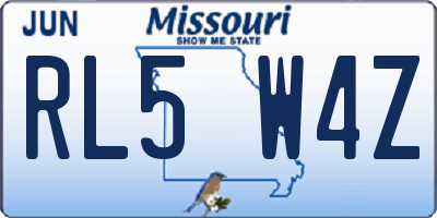 MO license plate RL5W4Z