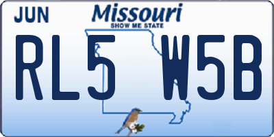MO license plate RL5W5B