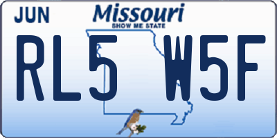 MO license plate RL5W5F