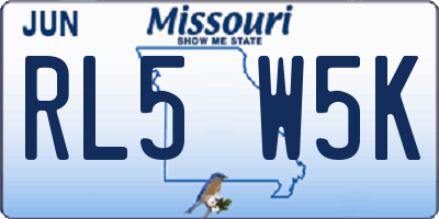 MO license plate RL5W5K