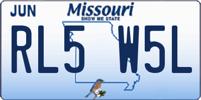 MO license plate RL5W5L