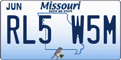 MO license plate RL5W5M