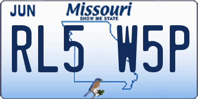 MO license plate RL5W5P